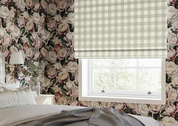 Gingham, Bud Green - Roman Blind - Image 5